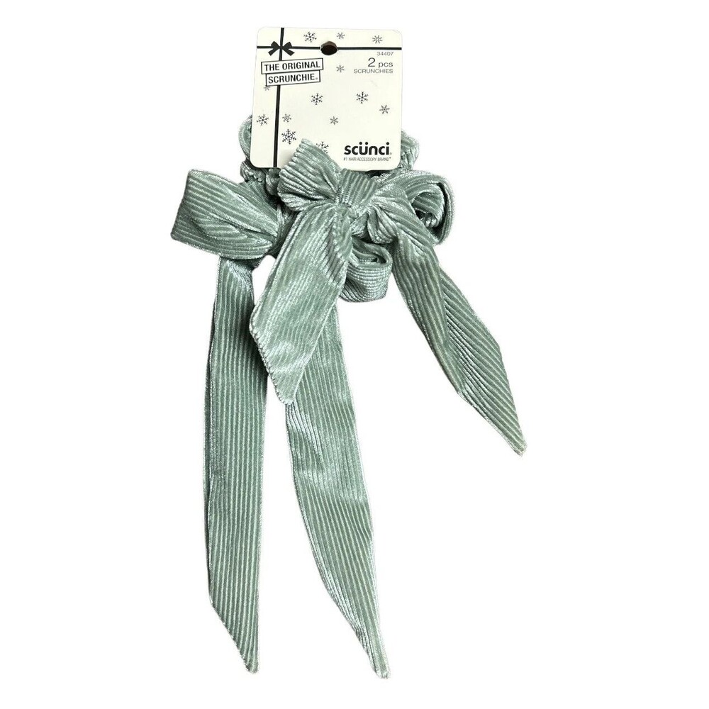 LOT OF 3 Scunci Scrunchies w/Bows 2PCS EA Hair Accessories Navy, Burgundy, Green - Picture 4 of 6